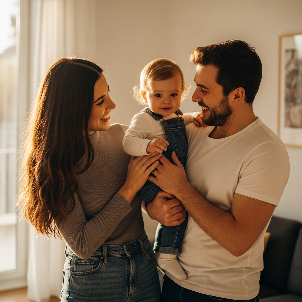 Young family enjoying financial freedom