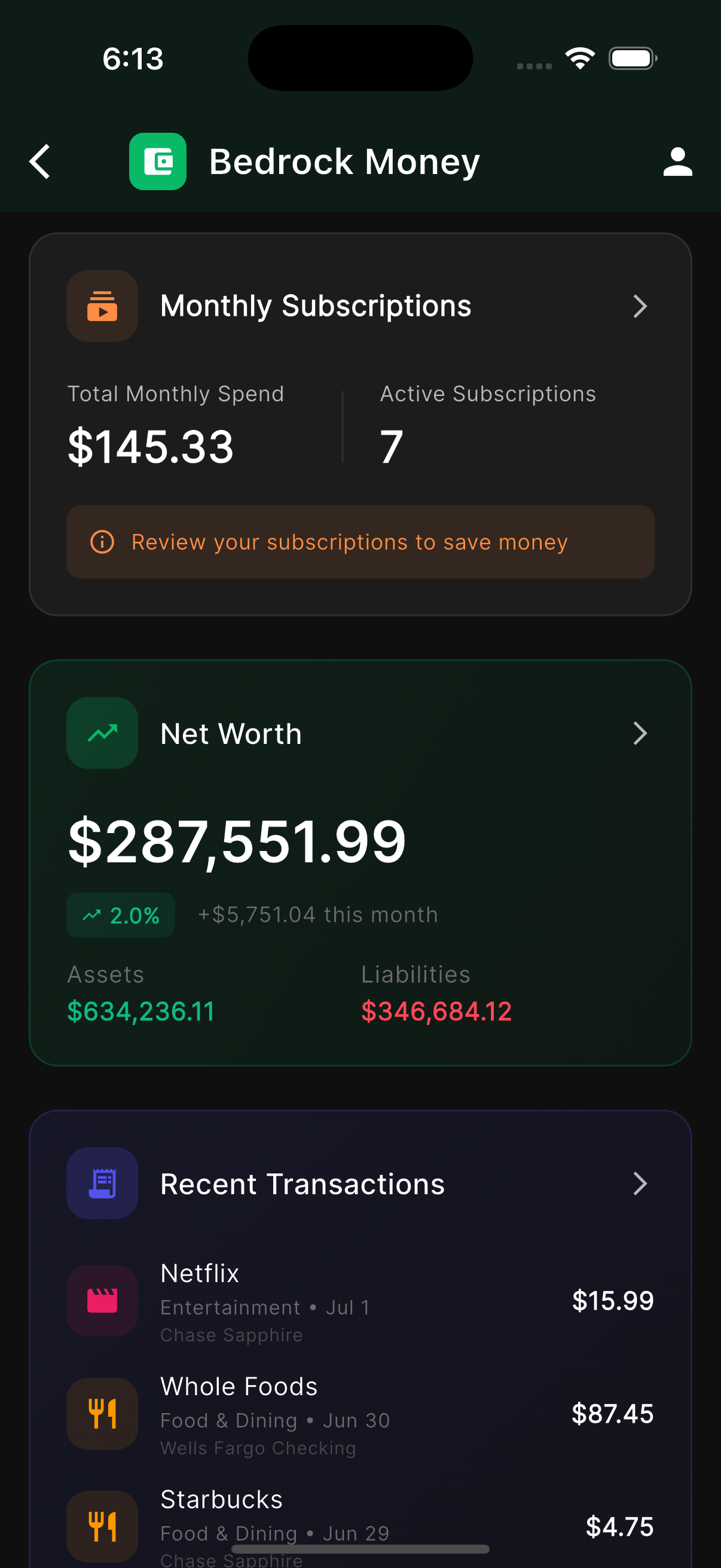 Bedrock Money Full App Screenshot